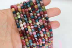 6mm Cube Faceted Natural Stone Beads