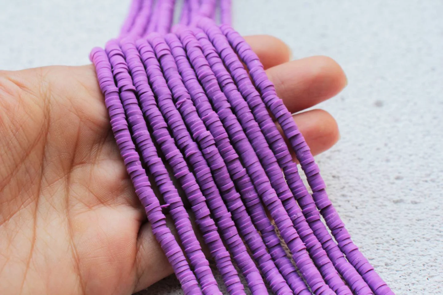 lilac-purple-heishi-disc-fimo-beads.