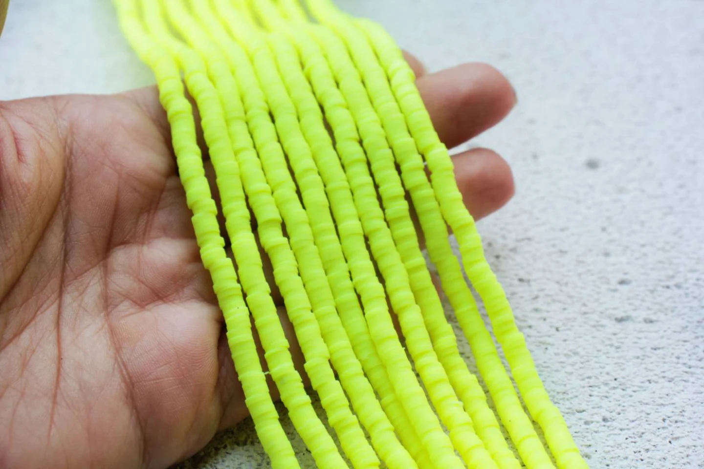 neon-yellow-heishi-disc-surfer-beads.