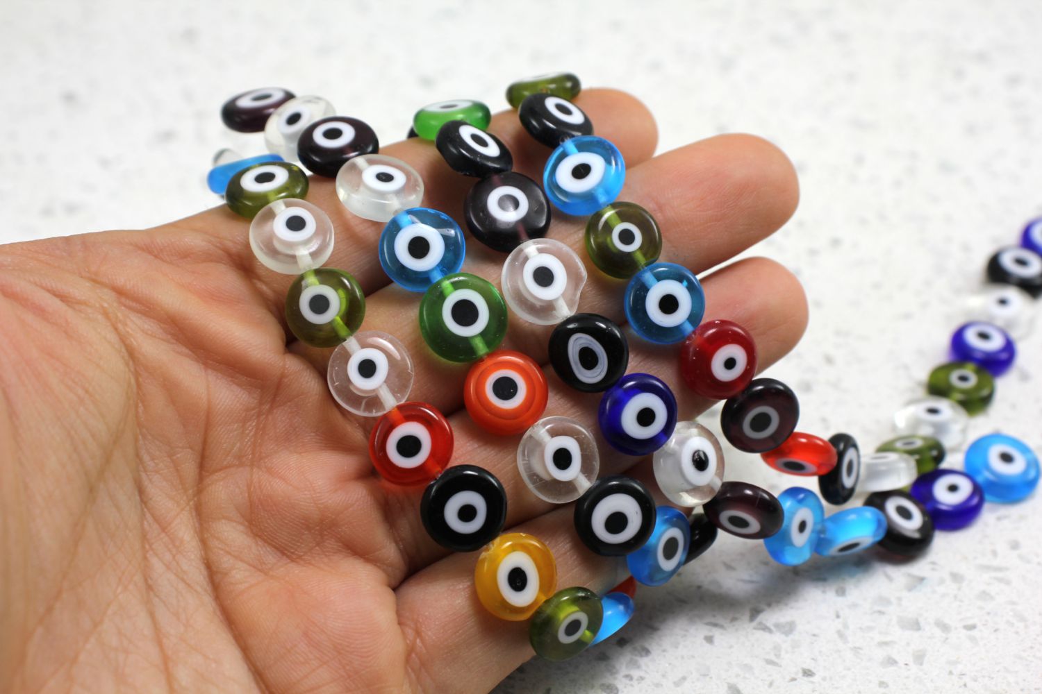 Evil Eye Beads, BULK 10 to 100 beads, Glass Evil Eye Glass Cabs