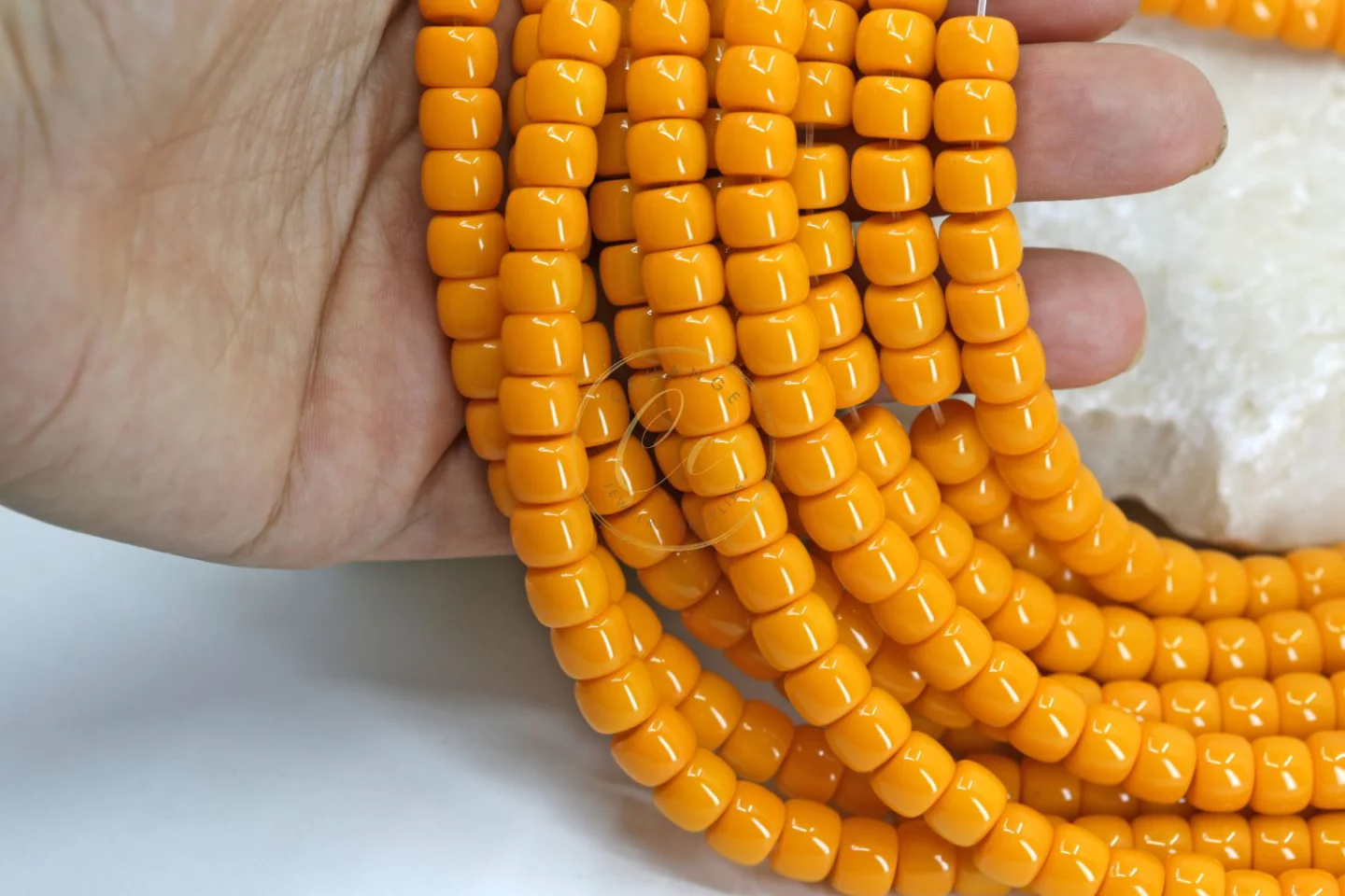 8mm-barrel-orange-glass-beads.