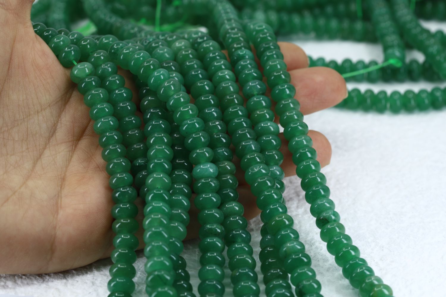 5x8mm Dark Green Jade Rondelle Beads