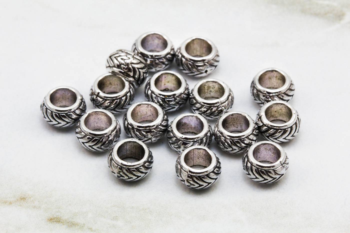 Athenacast Metal Beads Rondelle Large Hole, 4x3mm, Real Silver Plated
